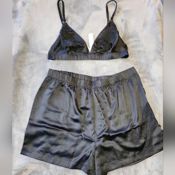 Victoria Secret Jaguar Satin Triangle Bralette And Boxer Short Size XL NWT - Picture 4 of 14
